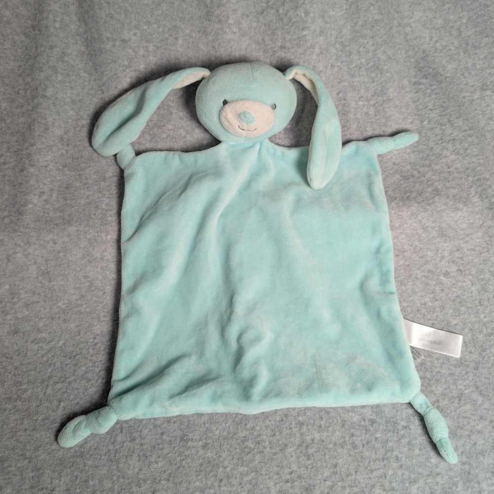 The Peanutshell Bunny Lovey Security Blanket Baby OS Blue Plush Rabbit